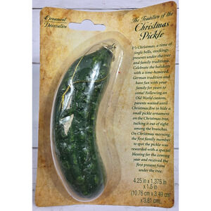 Christmas Pickle, The tradition, Ornament/Decoration w/Hanger, Size 4.25x1.375"